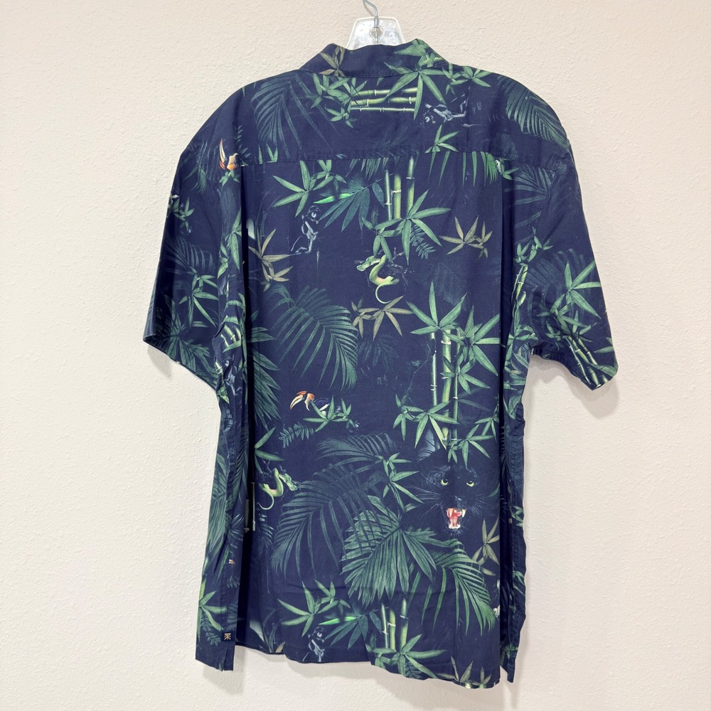 Roark Button Down Shirt XXL Navy Tropical Panther Coastal - Picture 2 of 7